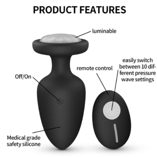 Phích cắm hậu môn phát sáng, điều khiển từ xa