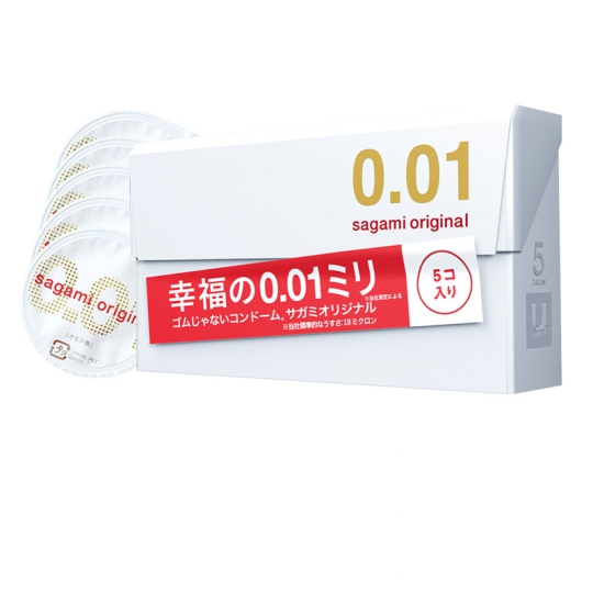 Bao cao su Sagami 0.01 hộp 5 cái - siêu mỏng