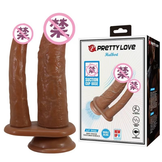 dương vật giả 2 đầu có rung hít tường - pretty love hulbert
